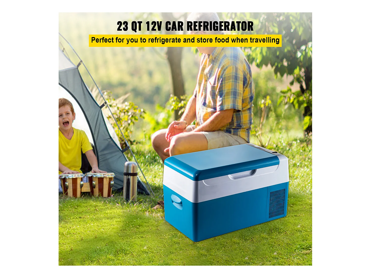 12V 23Qt Congélateur de Voiture SucceBuy Mini Réfrigérateur Portable Camping