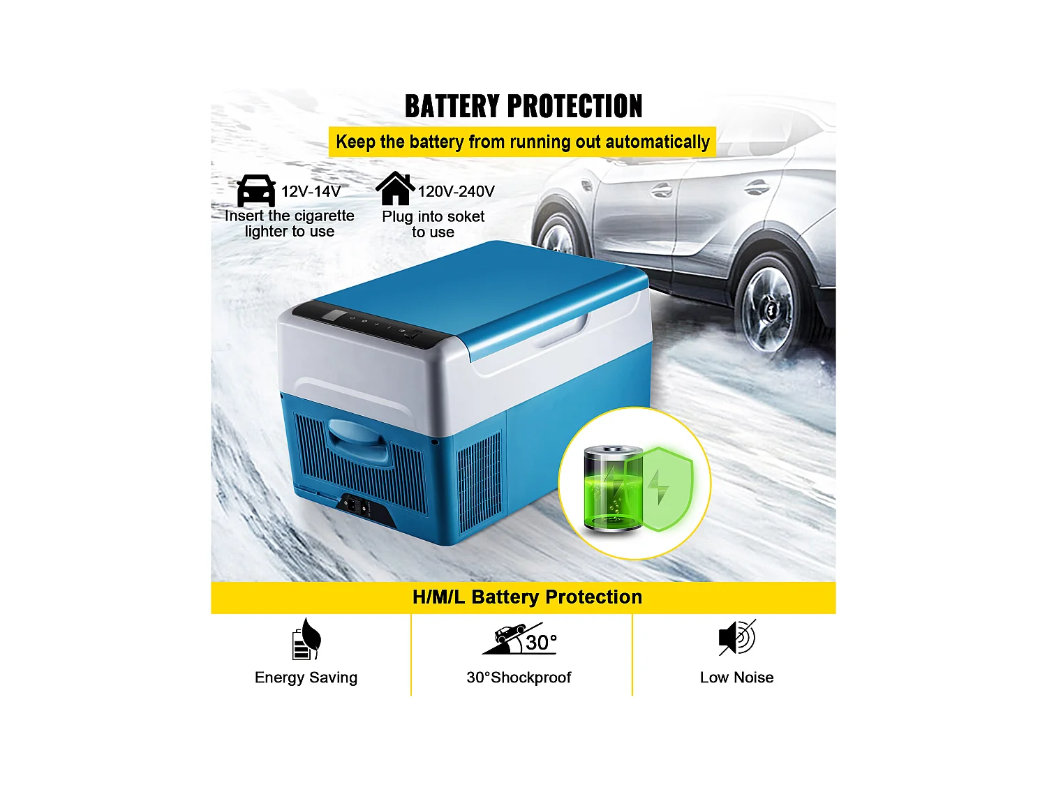 12V 23Qt Congélateur de Voiture SucceBuy Mini Réfrigérateur Portable Camping