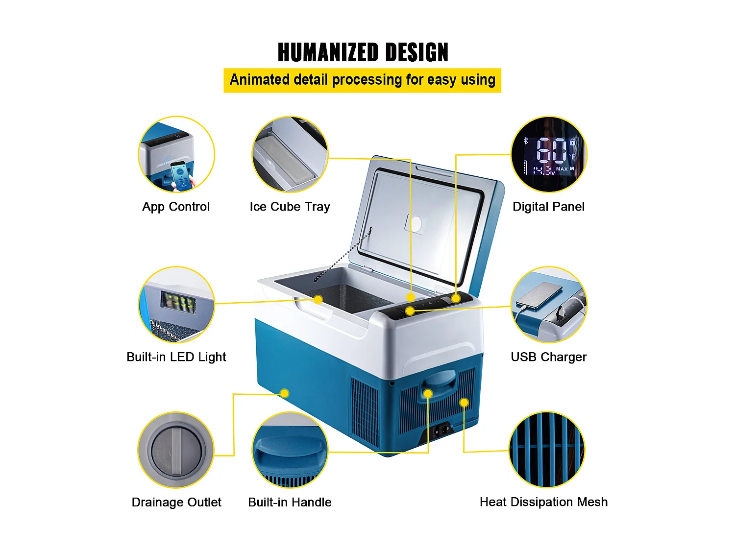 12V 23Qt Congélateur de Voiture SucceBuy Mini Réfrigérateur Portable Camping