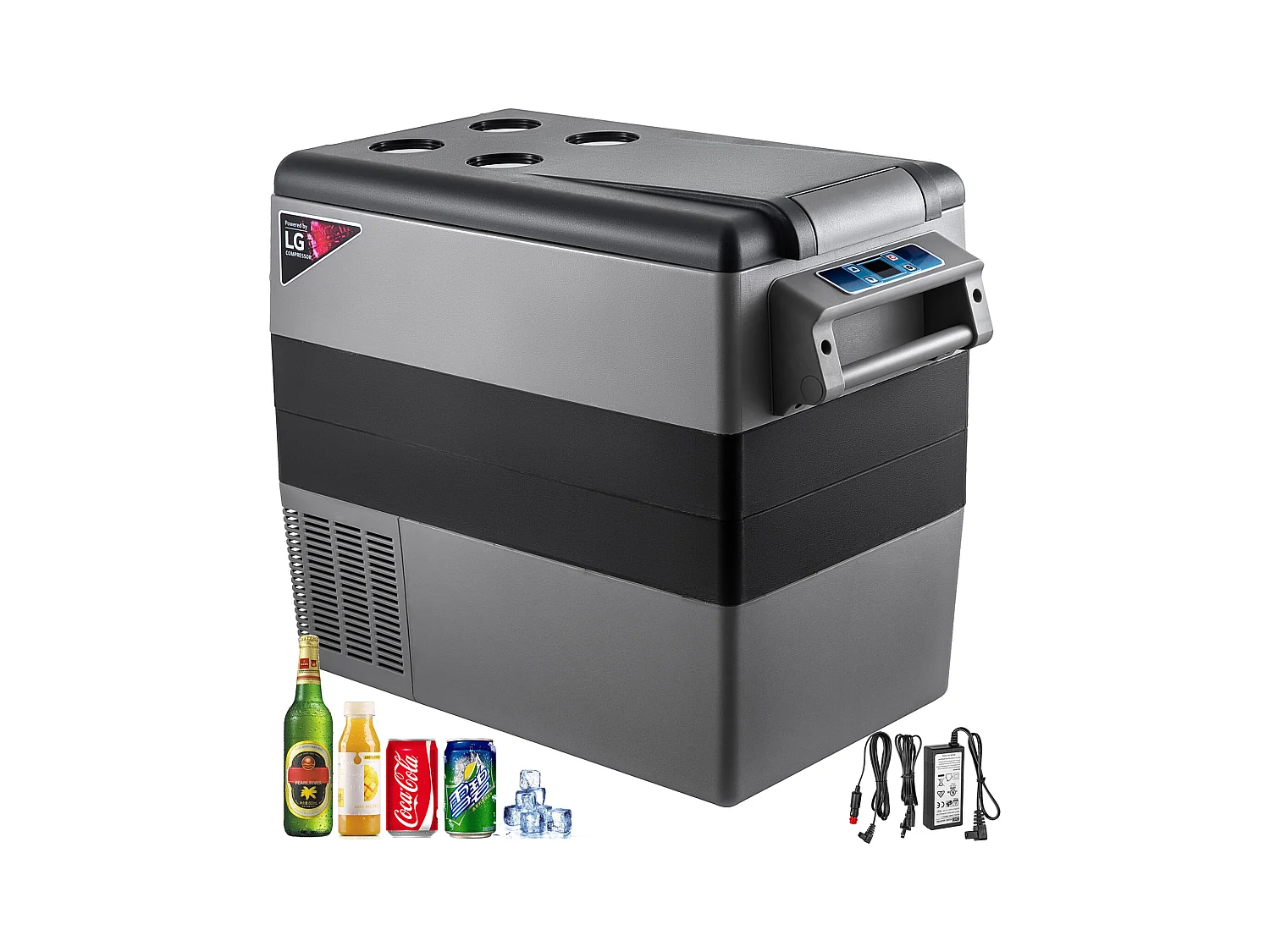 Frigorifero portatile per auto SucceBuy da 55 litri con compressore LG, congelatore compatto per casa e viaggio, 220 V, argento