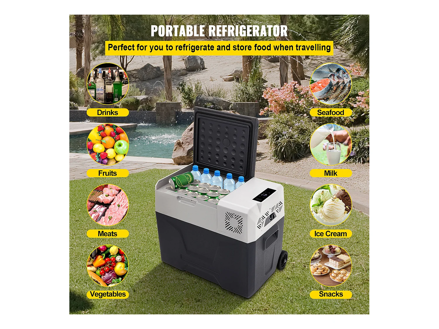 Réfrigérateur Portable pour Voiture SucceBuy, 40L, Congélateur à Zone Unique, Compresseur pour la Voiture et la Maison