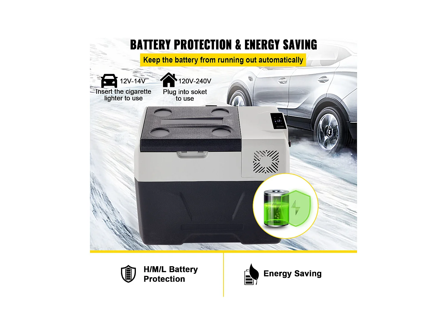 Réfrigérateur Portable pour Voiture SucceBuy, 40L, Congélateur à Zone Unique, Compresseur pour la Voiture et la Maison