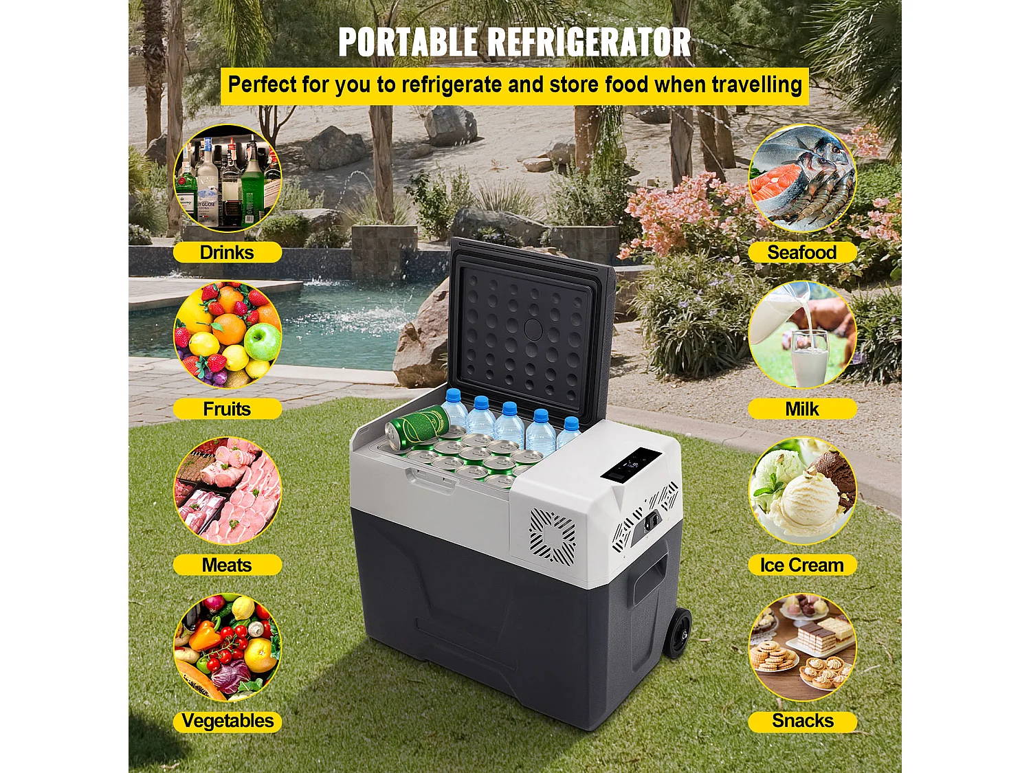 Réfrigérateur Portable pour Voiture SucceBuy, 40L, Congélateur à Zone Unique, Compresseur pour la Voiture et la Maison