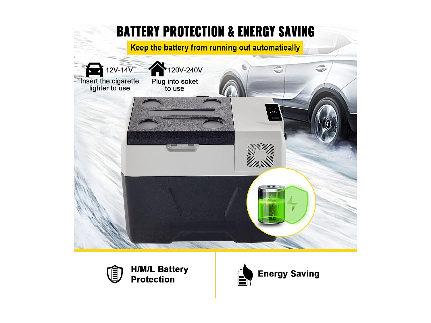 Réfrigérateur Portable pour Voiture SucceBuy, 40L, Congélateur à Zone Unique, Compresseur pour la Voiture et la Maison