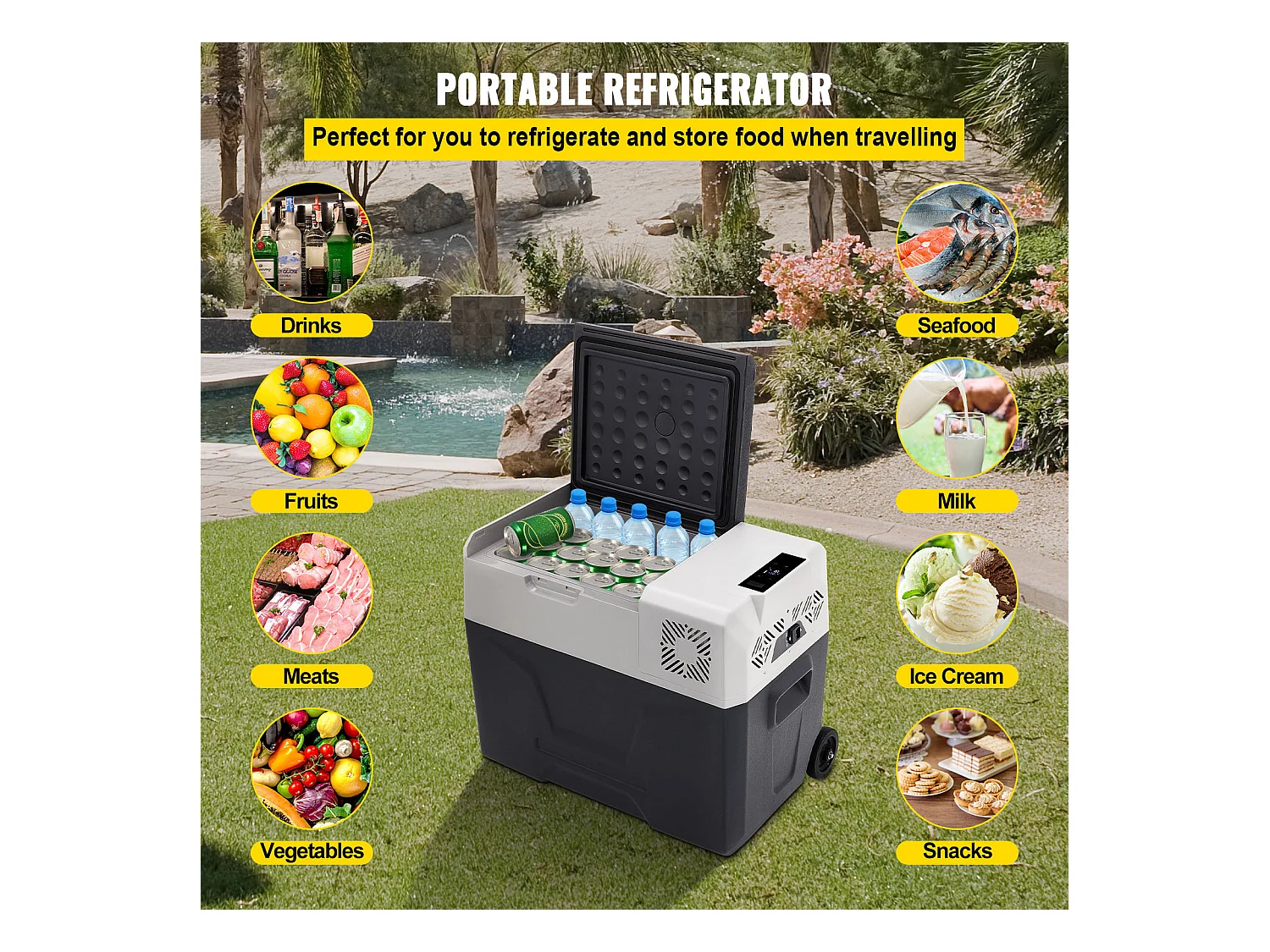 Réfrigérateur-Congélateur Portable pour Voiture SucceBuy 30 L, Compresseur à Zone Unique pour Voiture/Maison