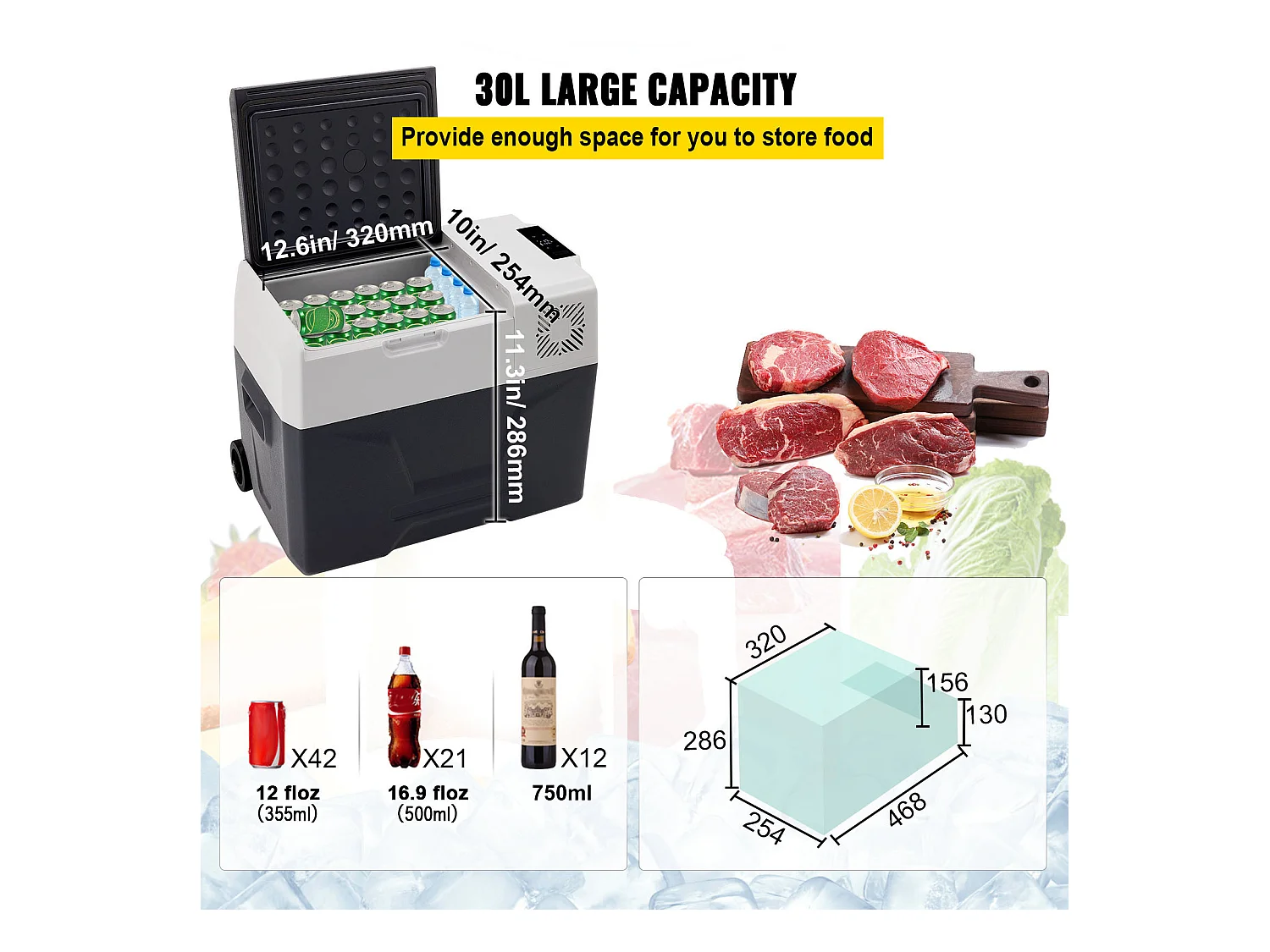 30L Draagbare Autokoelkast met Vriezer SucceBuy, Enkele Zonecompressor voor Auto/Thuis