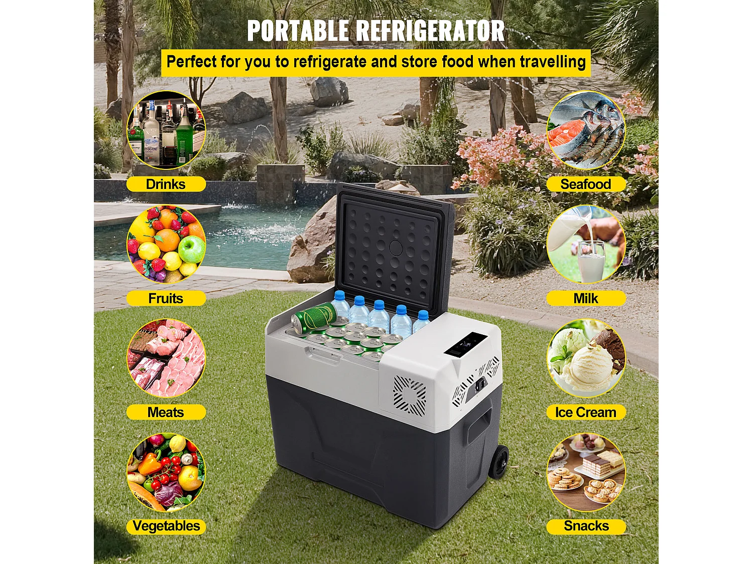 30L Przenośna lodówka Samochodowa z zamrażarką SucceBuy, Kompresor Jednostrefowy do Samochodu/Domu