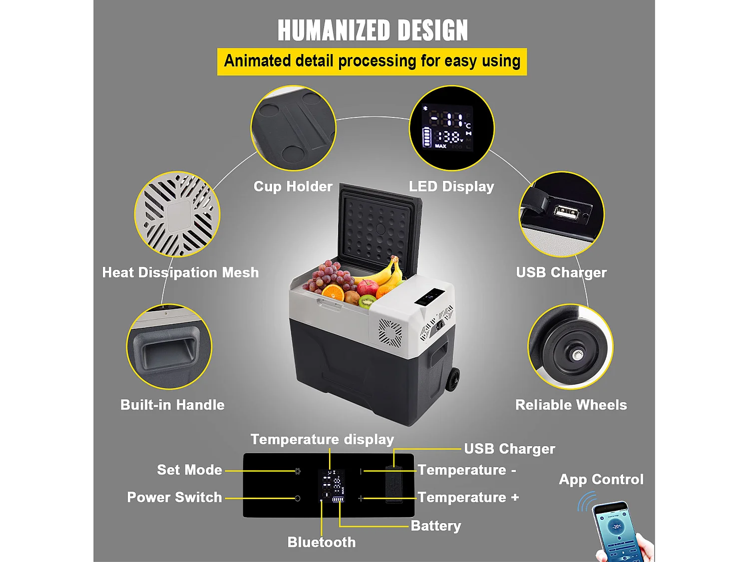30L Przenośna lodówka Samochodowa z zamrażarką SucceBuy, Kompresor Jednostrefowy do Samochodu/Domu