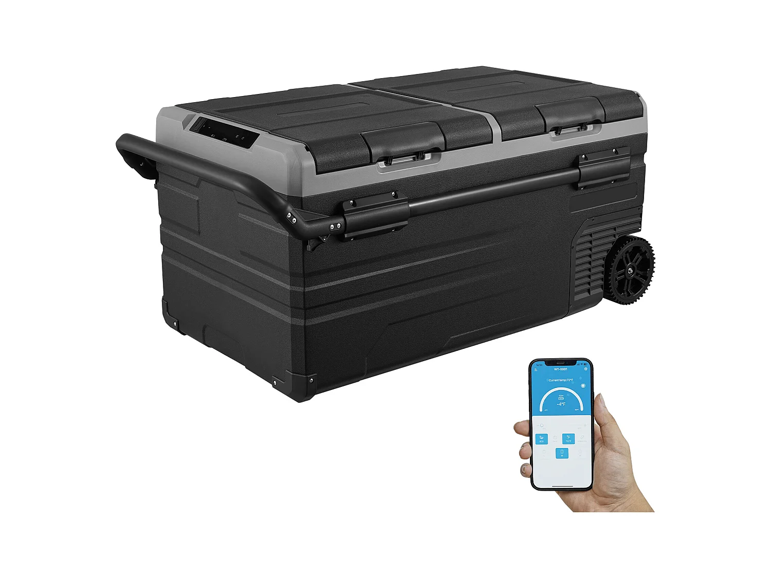 Réfrigérateur de Voiture Portable avec SucceBuy Compresseur 95 L Double Zone pour Voiture et Maison