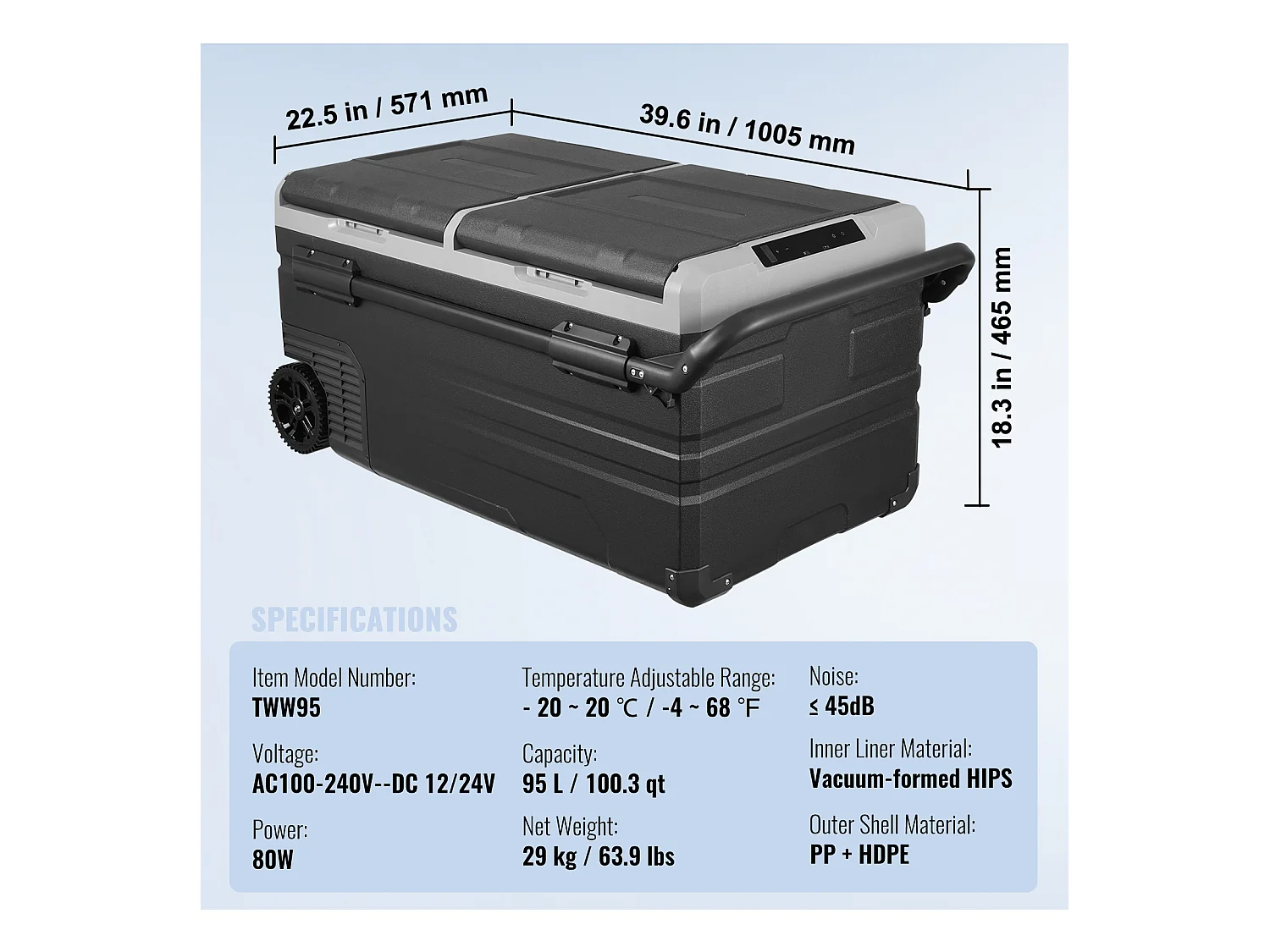 Réfrigérateur de Voiture Portable avec SucceBuy Compresseur 95 L Double Zone pour Voiture et Maison