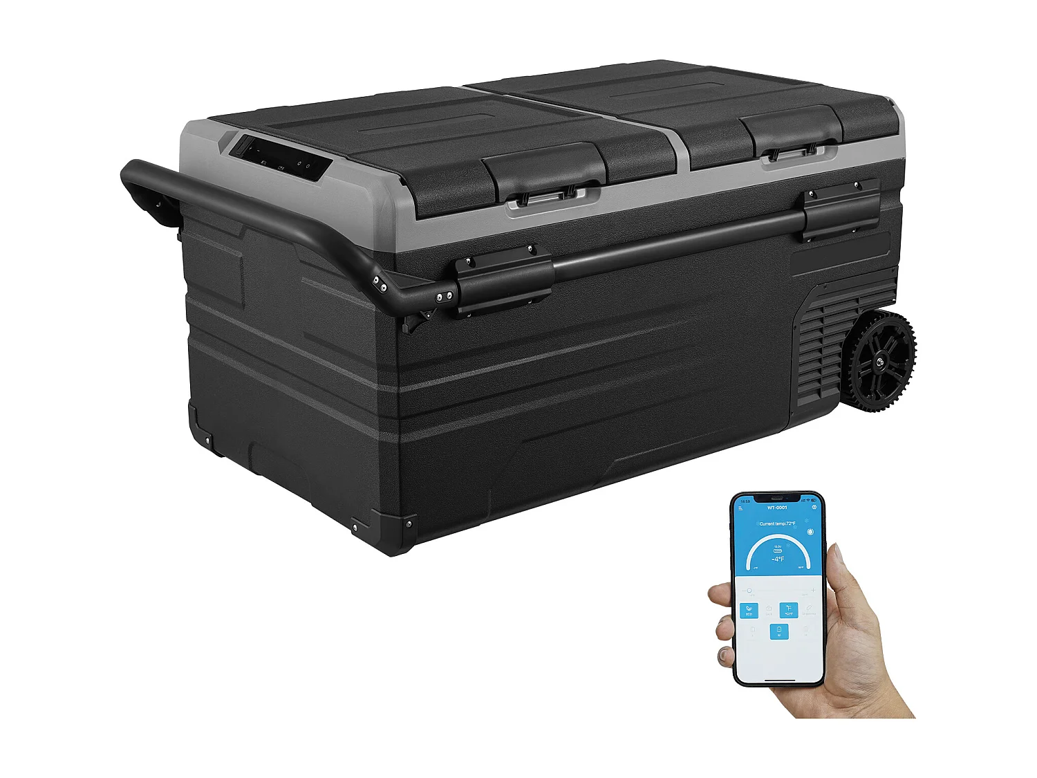 Réfrigérateur de Voiture Portable avec SucceBuy Compresseur 95 L Double Zone pour Voiture et Maison