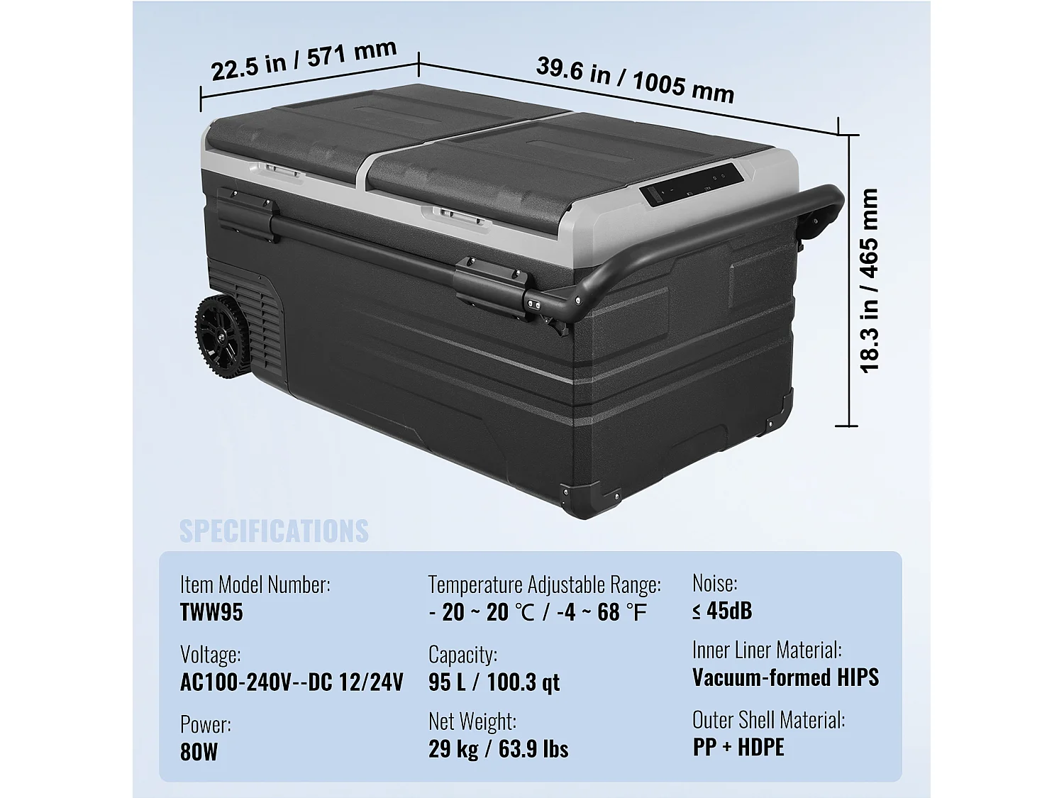 Réfrigérateur de Voiture Portable avec SucceBuy Compresseur 95 L Double Zone pour Voiture et Maison