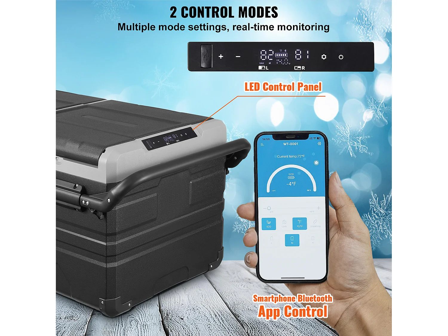 Réfrigérateur de Voiture Portable avec SucceBuy Compresseur 95 L Double Zone pour Voiture et Maison