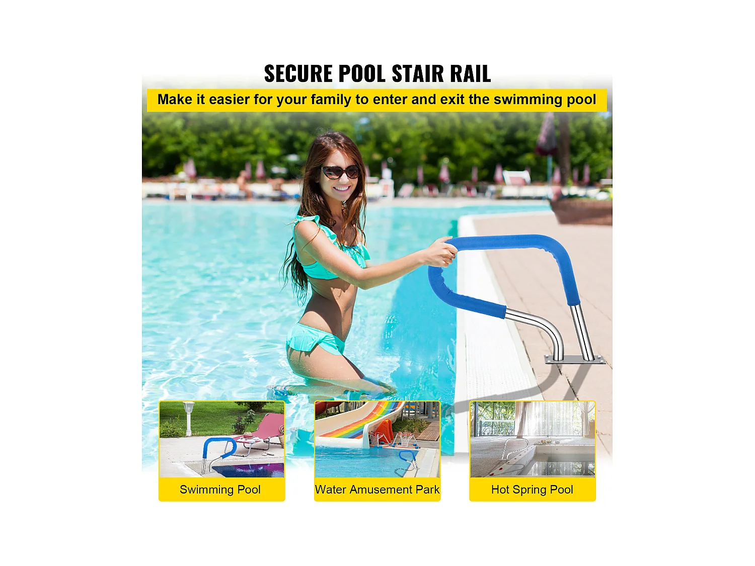 Rampe de Piscine SucceBuy Pool Rail 32x23 » Garde-corps de Piscine en Acier Inoxydable