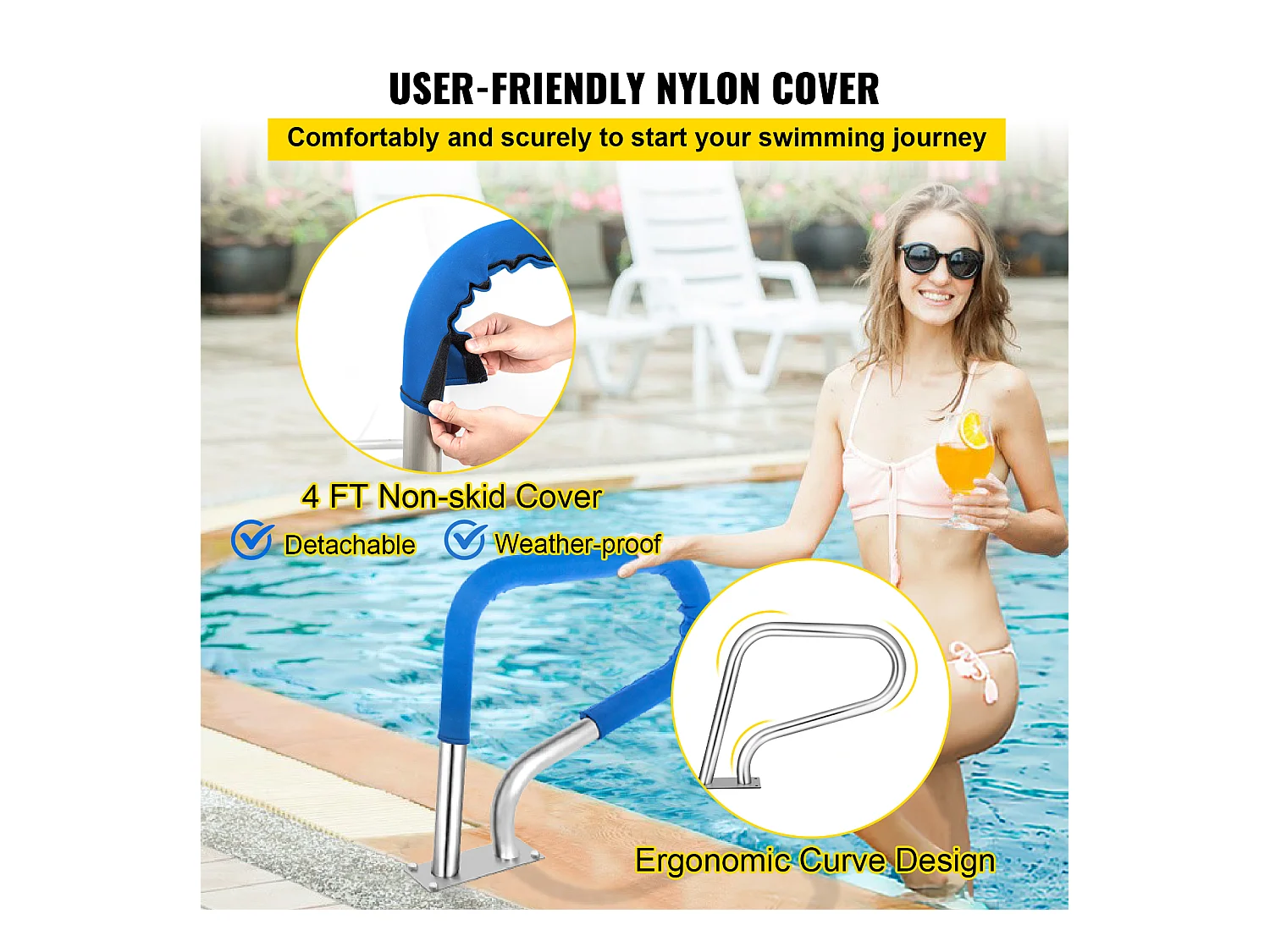 Rampe de Piscine SucceBuy Pool Rail 32x23 » Garde-corps de Piscine en Acier Inoxydable
