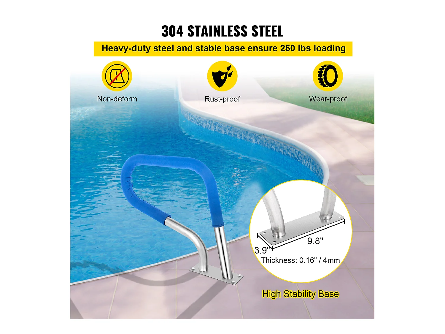 Rampe de Piscine SucceBuy Pool Rail 32x23 » Garde-corps de Piscine en Acier Inoxydable