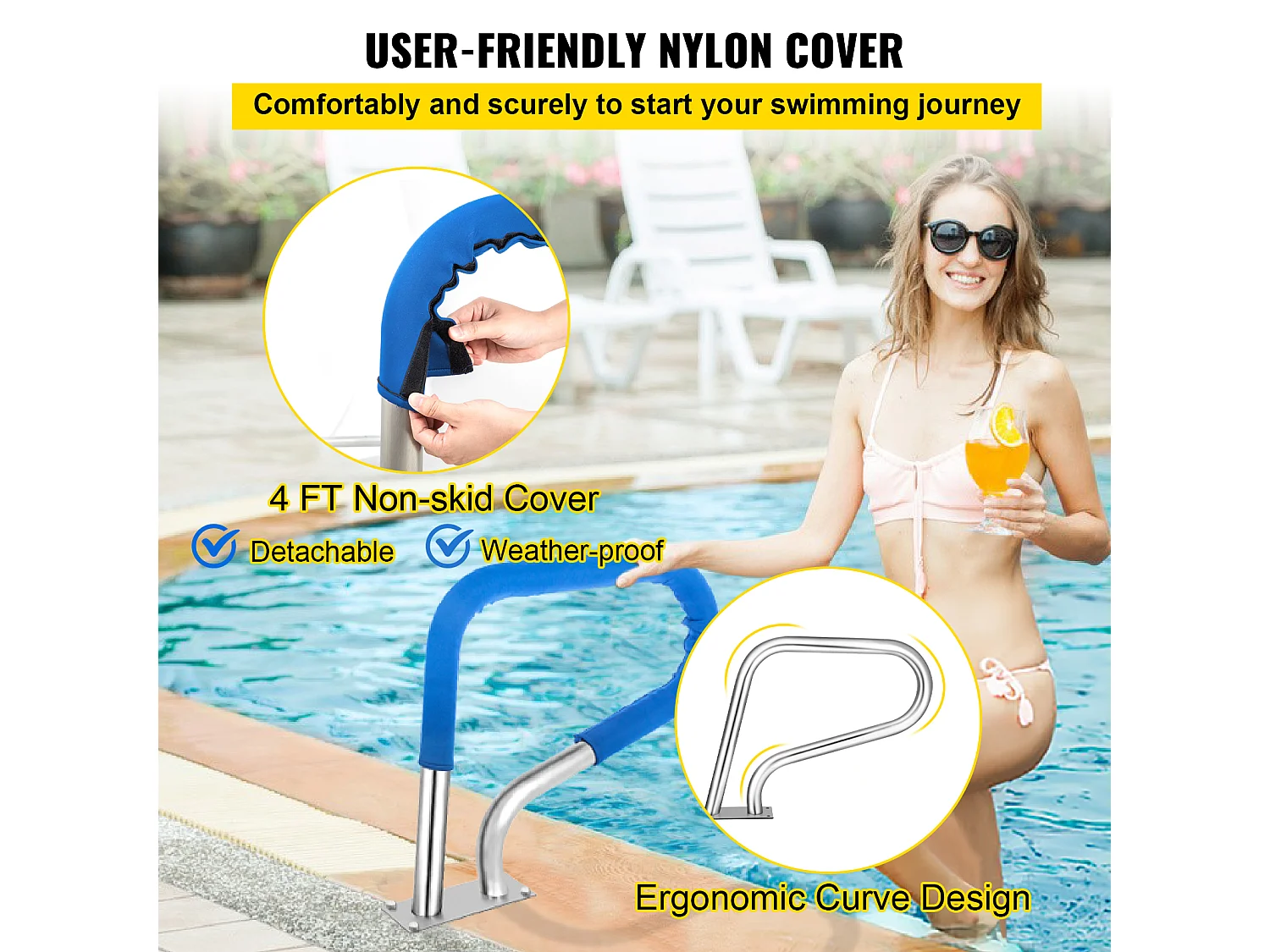 Rampe de Piscine SucceBuy Pool Rail 32x23 » Garde-corps de Piscine en Acier Inoxydable