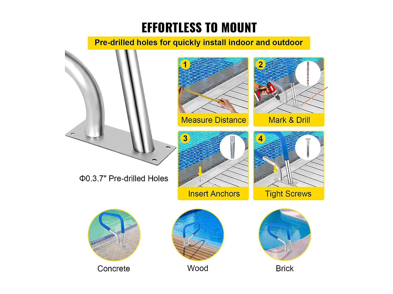 Rampe de Piscine SucceBuy Pool Rail 32x23 » Garde-corps de Piscine en Acier Inoxydable
