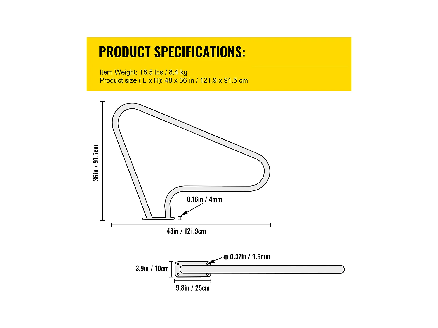 Rampe de Piscine SucceBuy Pool Rail, 48x32" Main Courante en Acier Inoxydable avec Couverture Grip