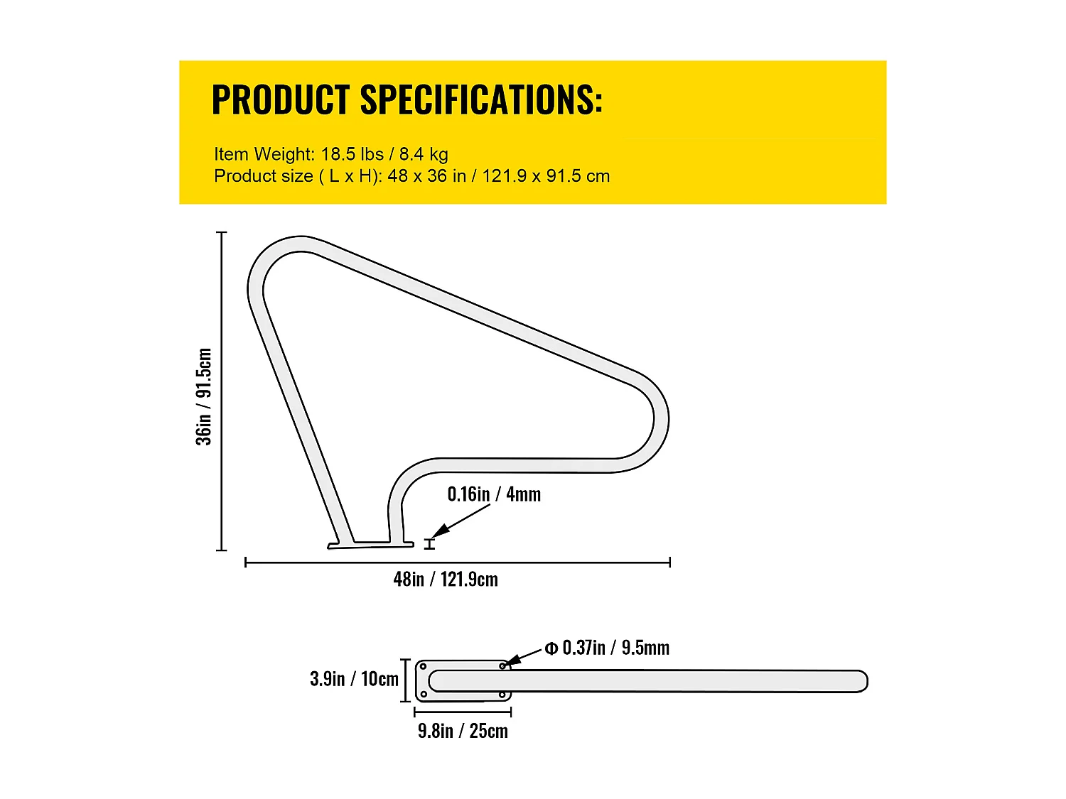 Rampe de Piscine SucceBuy Pool Rail, 48x32" Main Courante en Acier Inoxydable avec Couverture Grip
