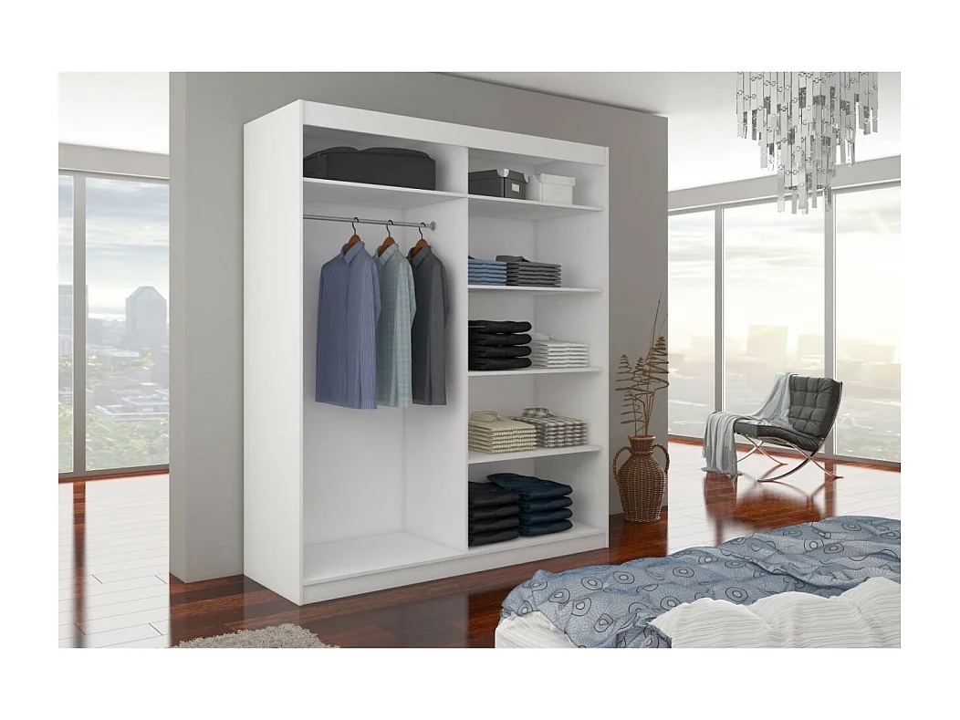 Kleiderschrank Melison Lux (180cm)/Schiebetüren/Spiegel/LED/Sonoma