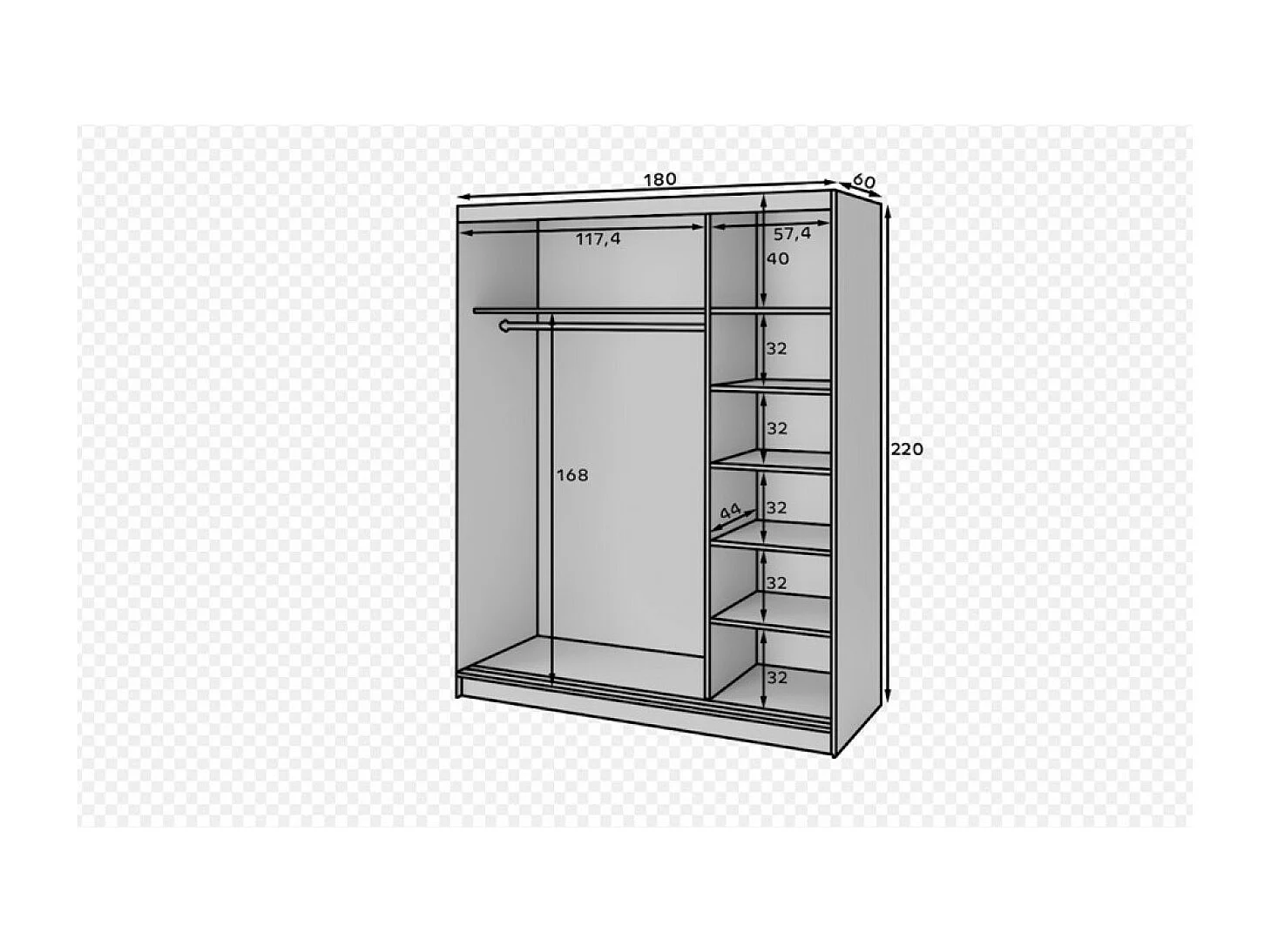 Armadio Biancco Basic XL (180cm)/Bianco/In Magazzino