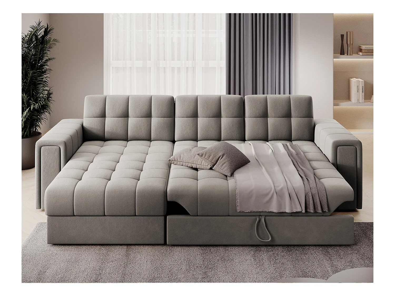 Divano d'angolo Polo L/Tessuto/Beige