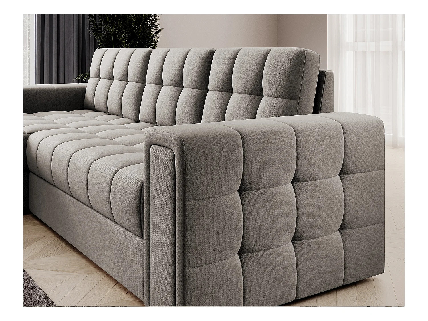 Divano d'angolo Polo L/Tessuto/Beige