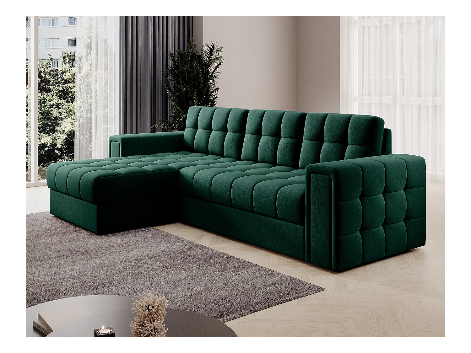 Ecksofa Polo R/Stoffbezug/Grün