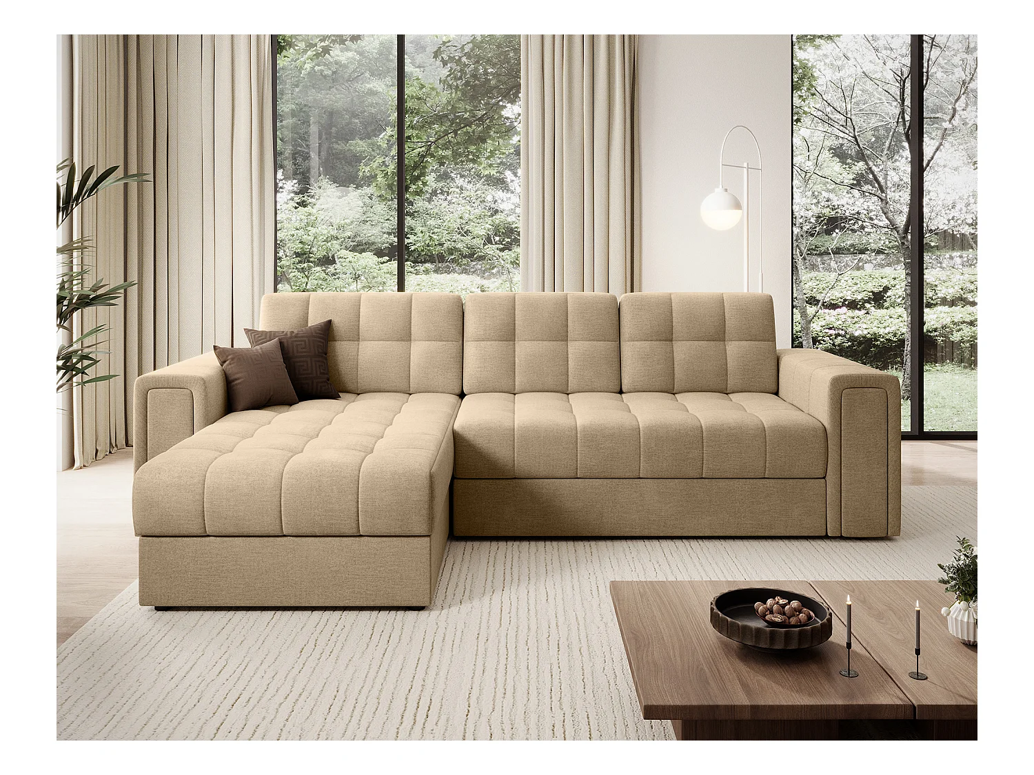 Ecksofa Polo R/Stoffbezug/Beige