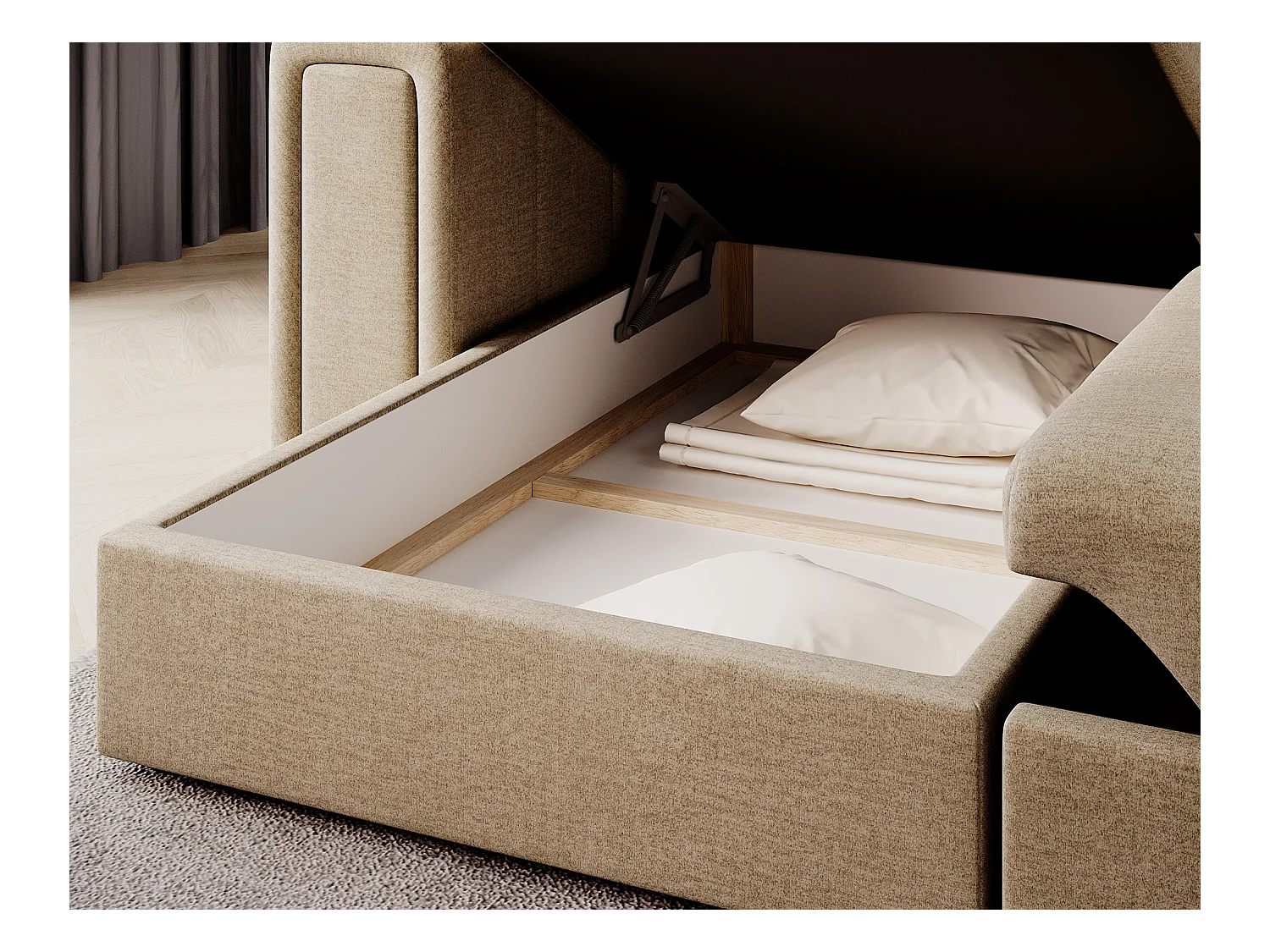 Ecksofa Polo R/Stoffbezug/Beige