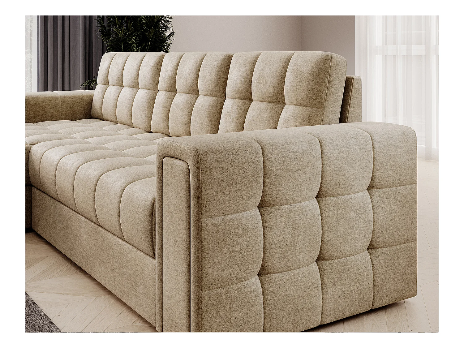 Ecksofa Polo R/Stoffbezug/Beige