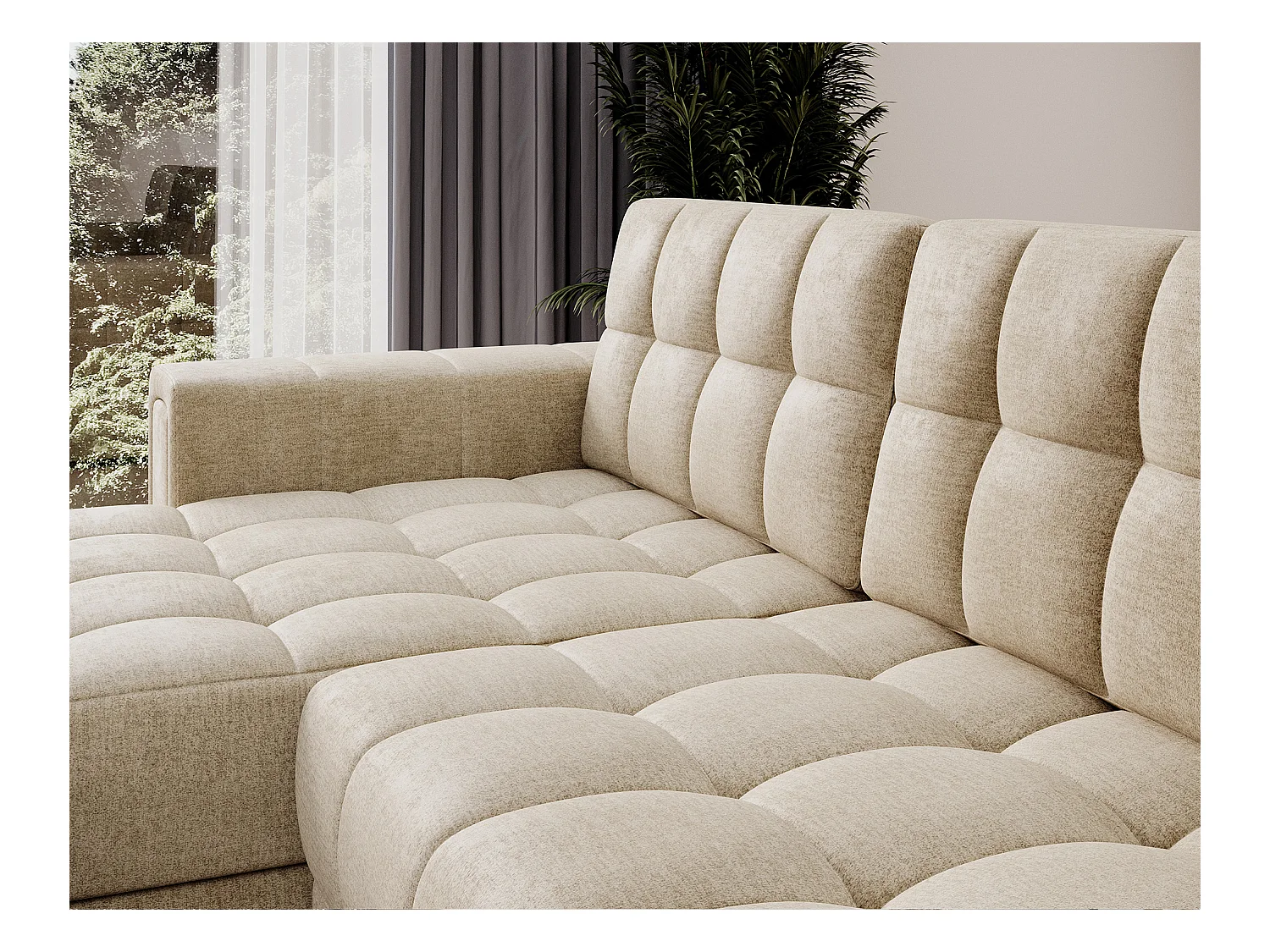 Ecksofa Polo R/Stoffbezug/Beige