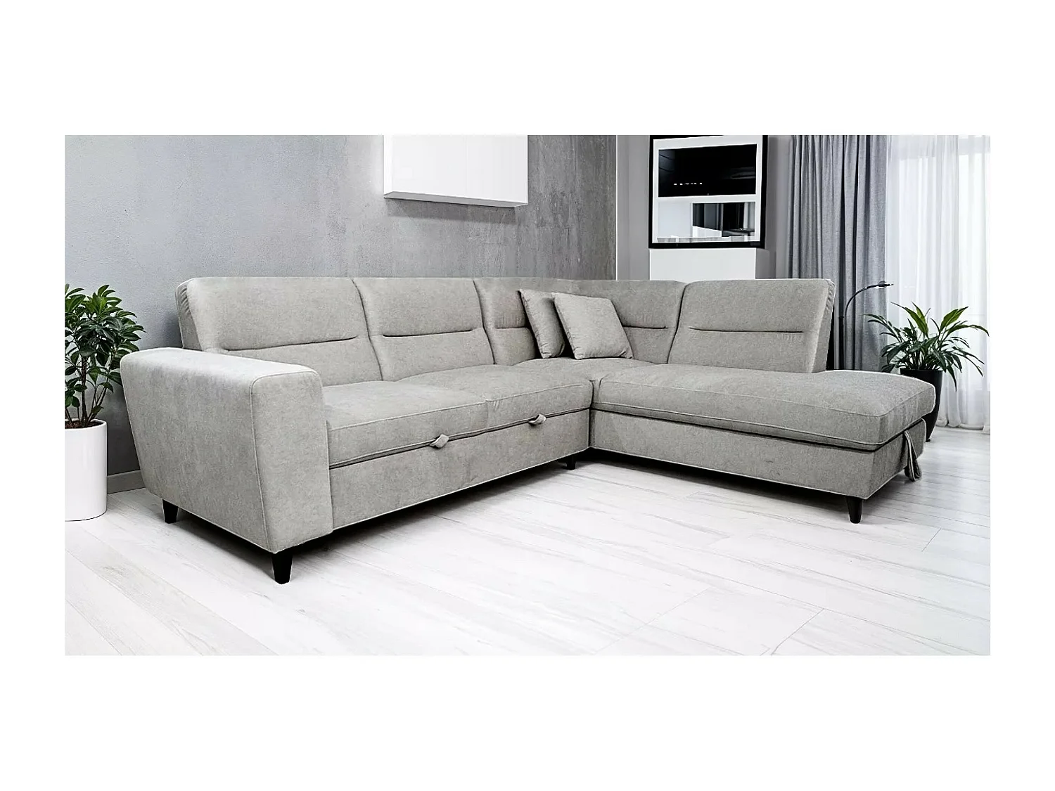 Ecksofa Bianca R/Stoffbezug/Grau