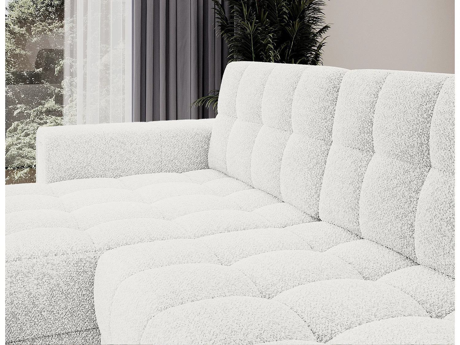 Ecksofa Polo L/Stoffbezug-Bouclé/Weiss