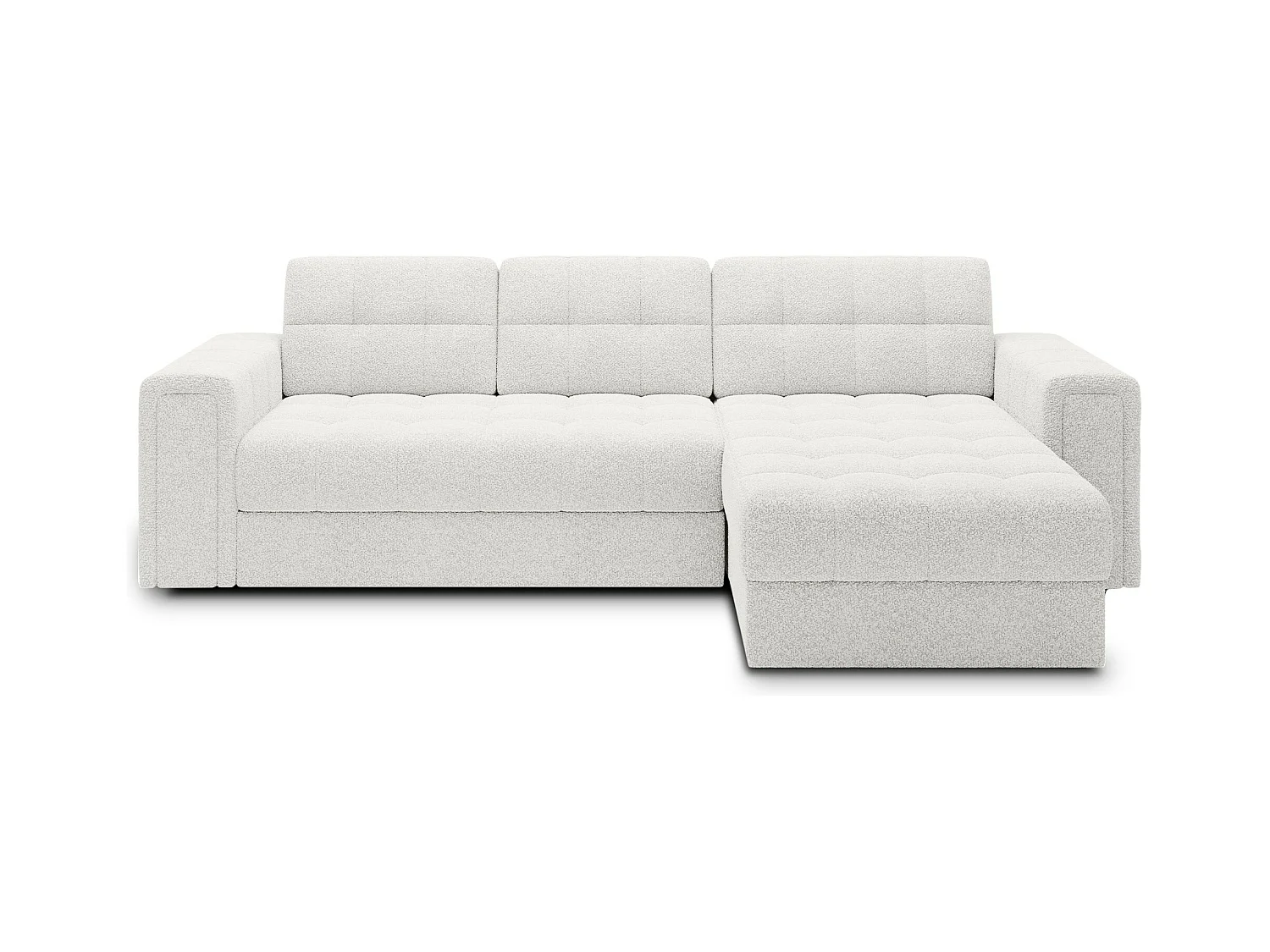 Ecksofa Polo R/Stoffbezug-Bouclé/Weiss