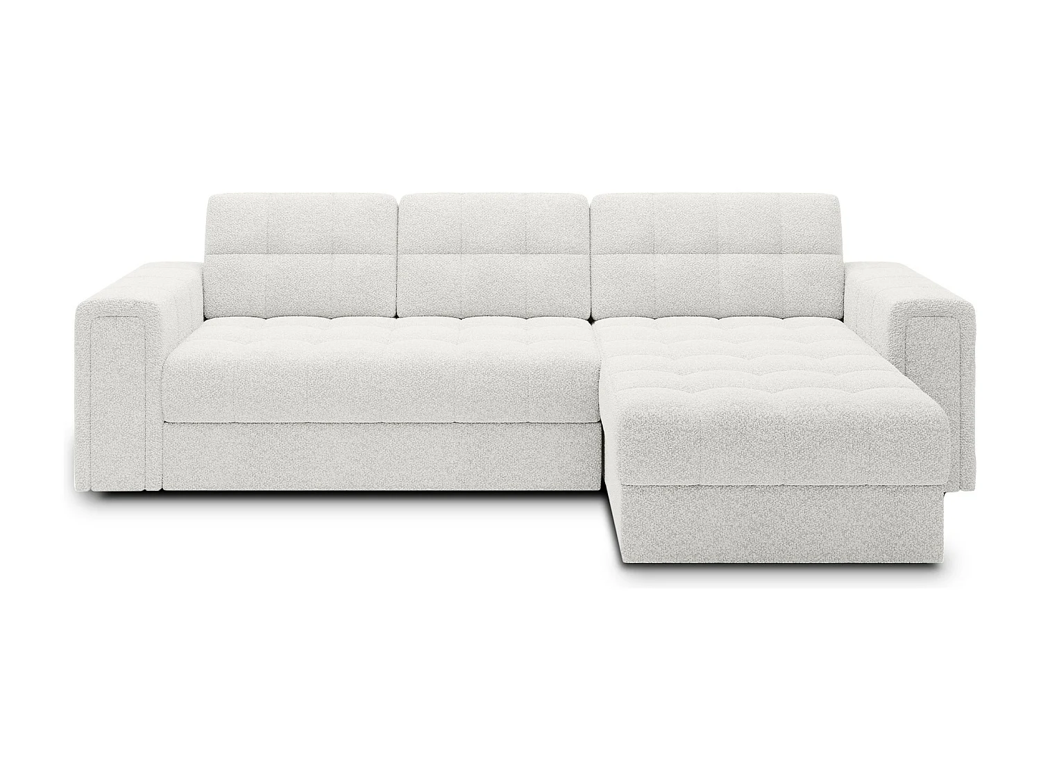 Ecksofa Polo R/Stoffbezug-Bouclé/Weiss