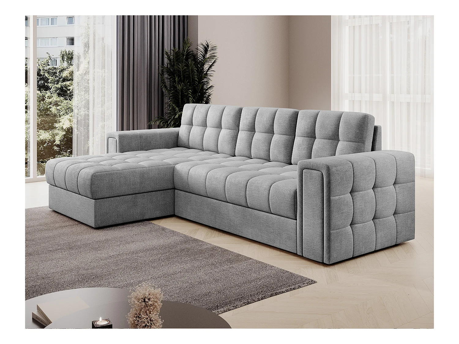 Ecksofa Polo R/Stoffbezug/Grau