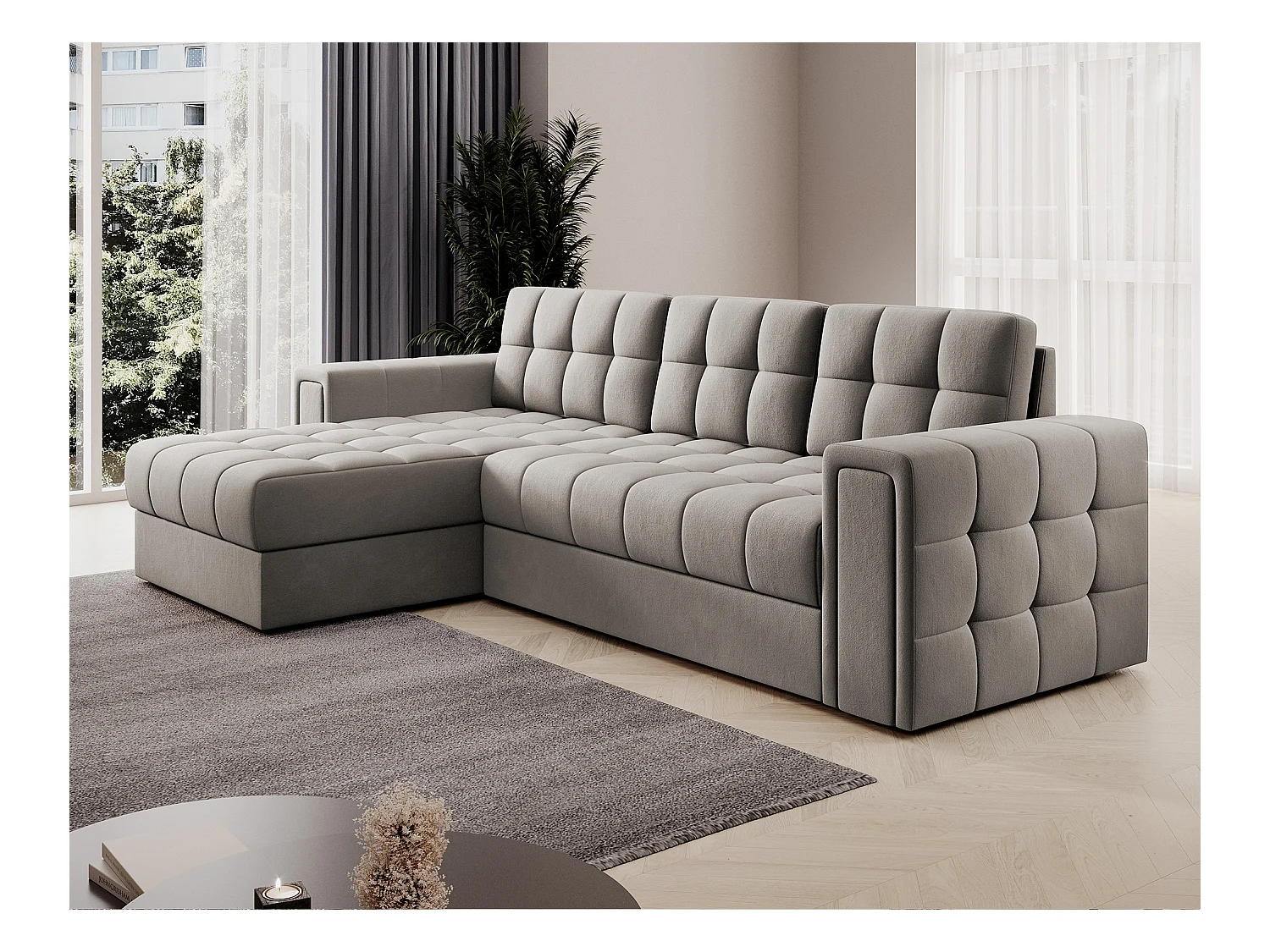 Ecksofa Polo R/Stoffbezug/Beige