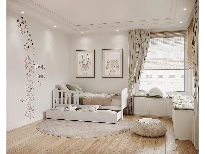 KINDERBETT mit Bettkasten Edi 190x80 cm, Weiss