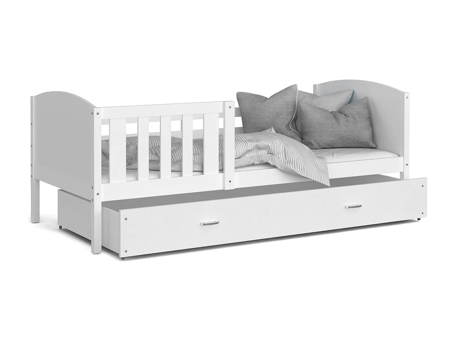 KINDERBETT mit Bettkasten Edi 190x80 cm, Weiss