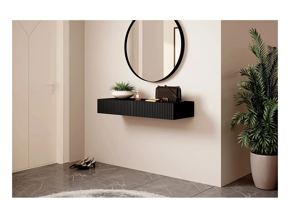 Hängekonsole mit 2 schwarzen Schubladen 100x41 cm