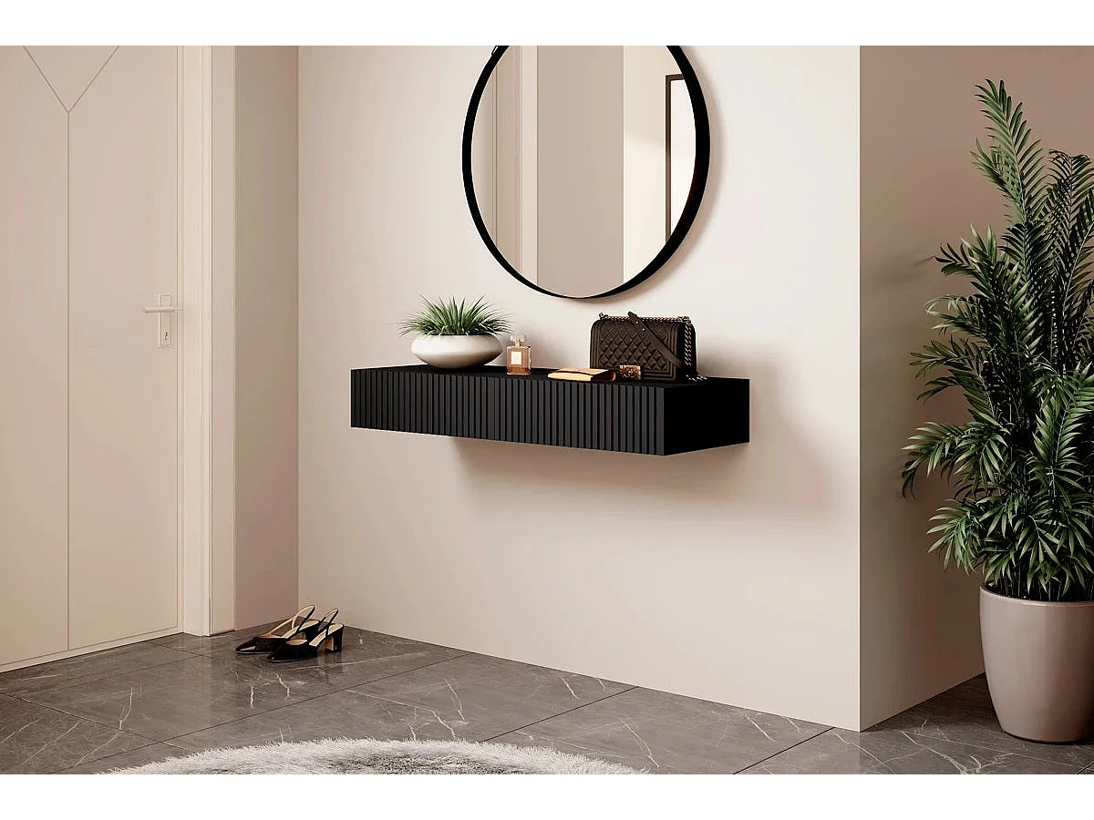 Hängekonsole mit 2 schwarzen Schubladen 100x41 cm