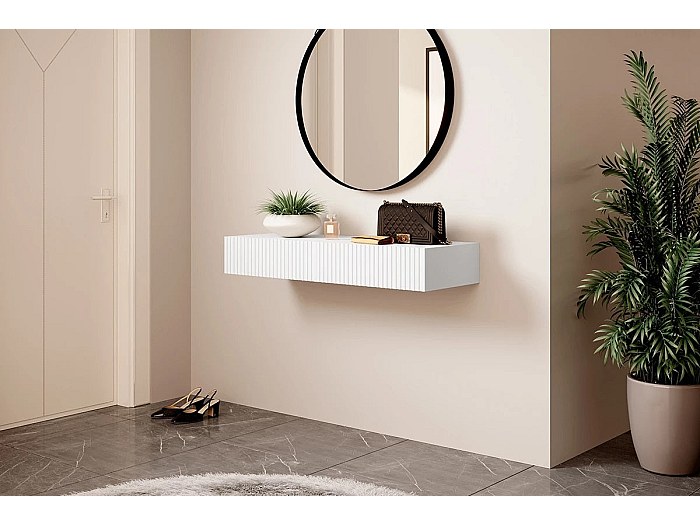 Console D'entrée Laquée Blanche 2 Tiroirs 90 Cm - Estea Mobili Neuve