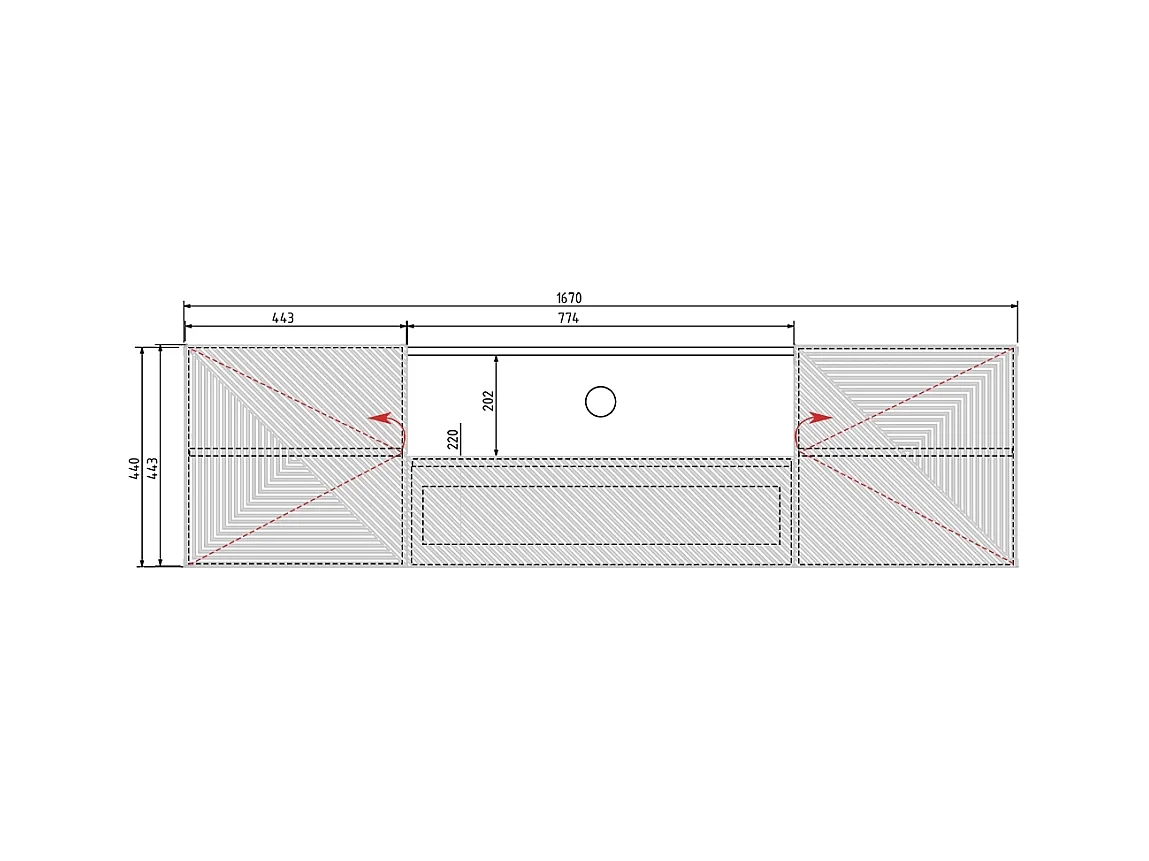 Móvel TV suspenso 2 portas 1 gaveta branca em madeira laminada 167x40cm