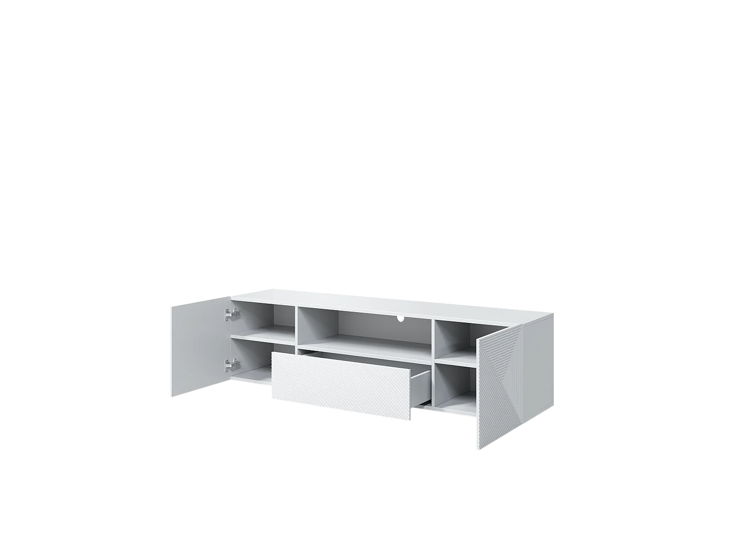 Mobile tv sospeso 2 ante 1 cassetto bianco in legno laminato 167x40cm