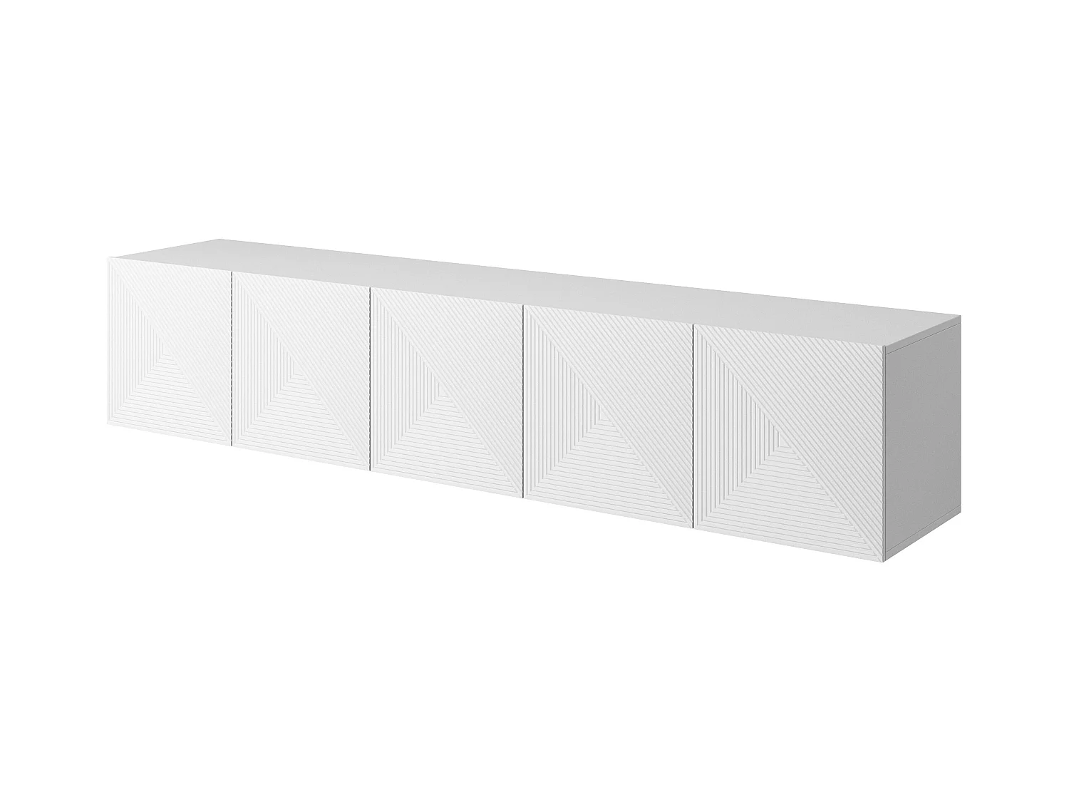 Meuble TV suspendu blanc 5 deuren in hout lamellen 200x40 cm