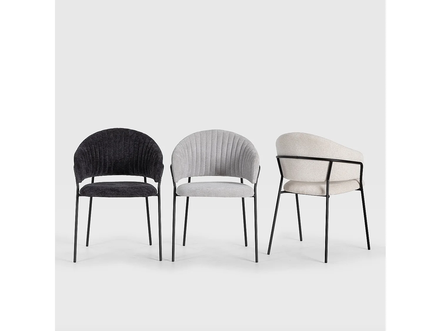 Lot de 2 chaises en tissu pieds métal 49x54 h75 cm