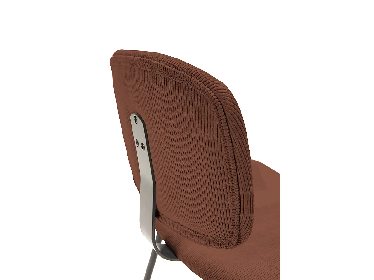 Lot de 2 chaises en velours côtelé rouille piètement noir - Liv