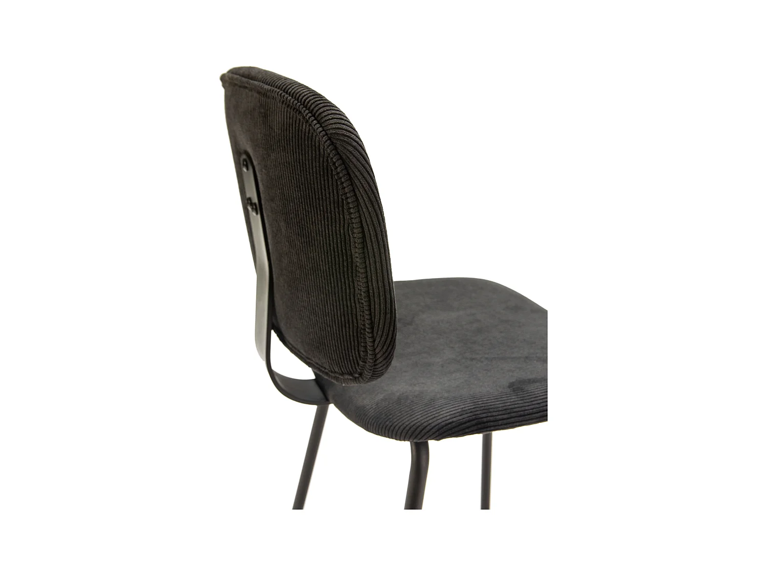 Lot de 2 chaises en velours côtelé et métal noir 45x53 h79 cm